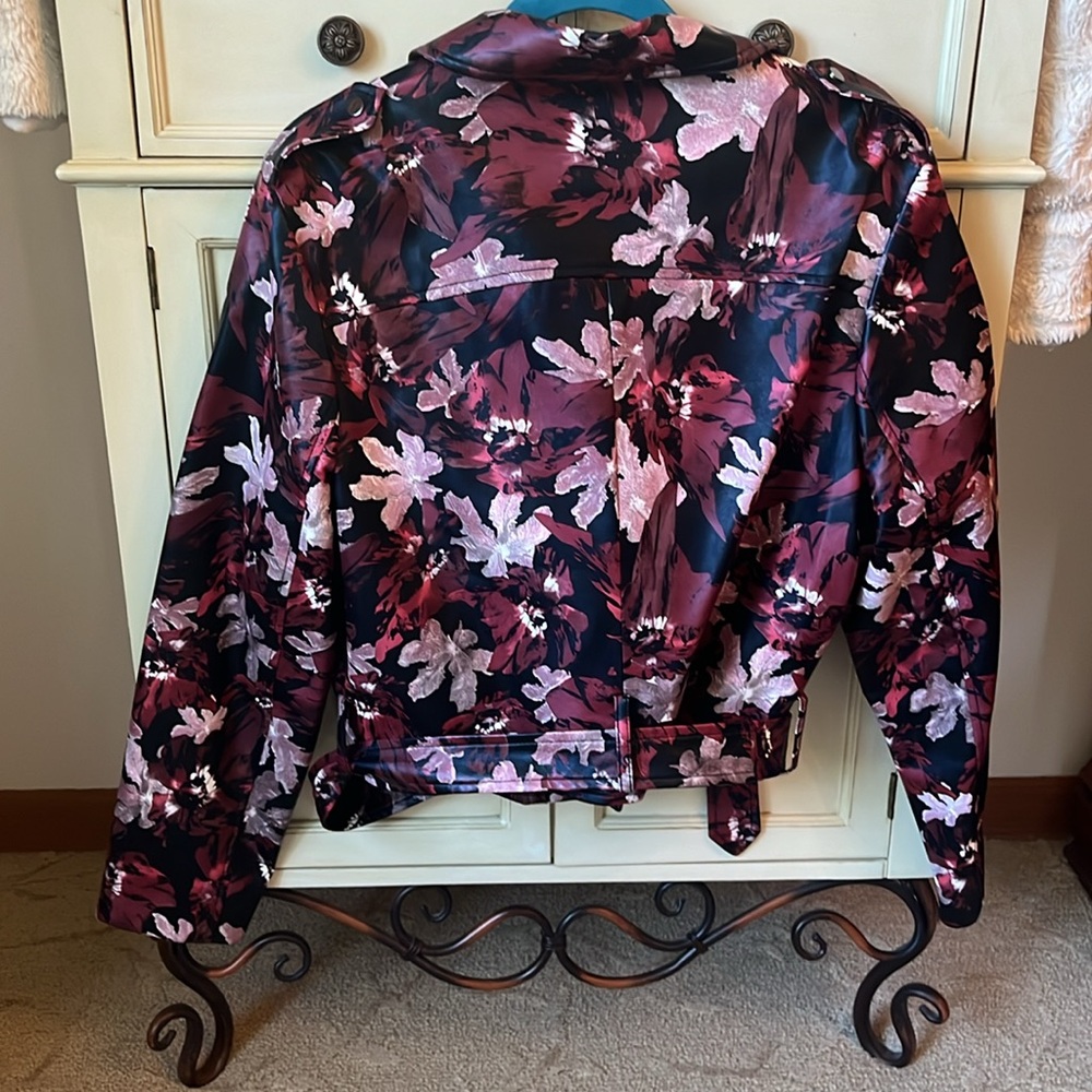 Catherine Malandrino Veruca Vegan Leather Floral Moto Jacket Size 14 - Picture 5 of 8